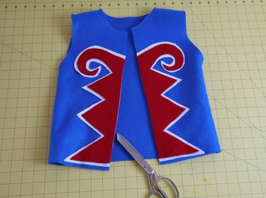 The front of the vest cut in half.