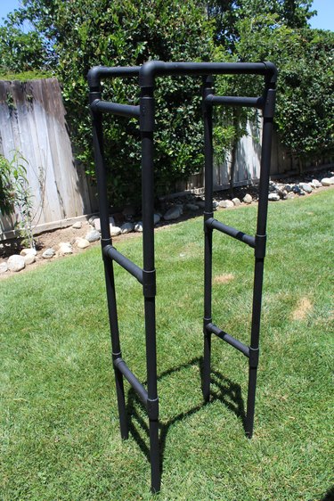 Flat black paint on PVC pipes.