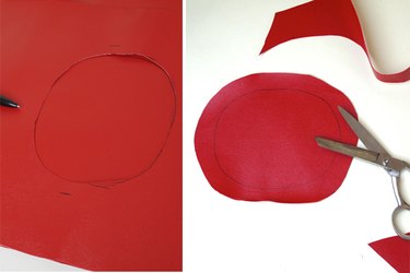 tracing and cutting out a circle 1 inch bigger than neck hole