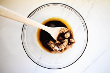 Add the sugar and salt to the butter bowl then stir to combine.