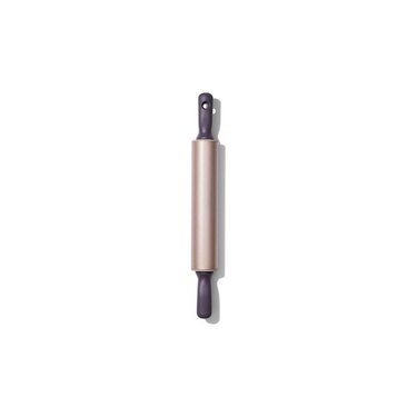 OXO nonstick rolling pin, shown vertically on a white ground