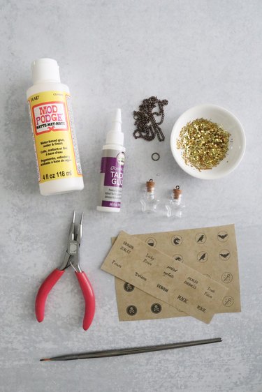 Supplies for lucky potion bottle necklace
