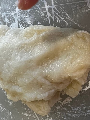 Mochi dough on work surface