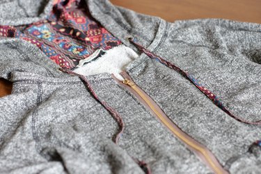 finished sweatshirt zipper