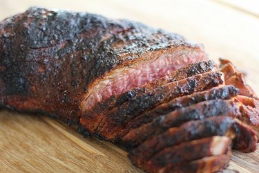 Sliced tri-tip on a cutting board