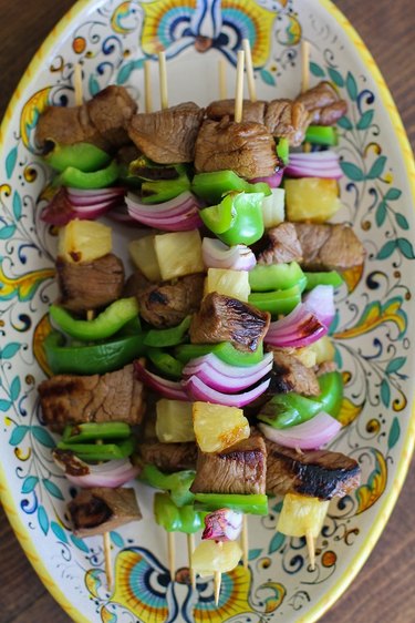 Grilled shish kabobs.