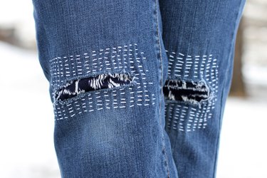 finished Sashiko denim mending