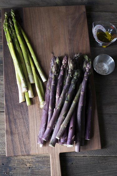 Purple and green asparagus