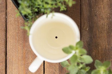 Finished drainage hole in mug.
