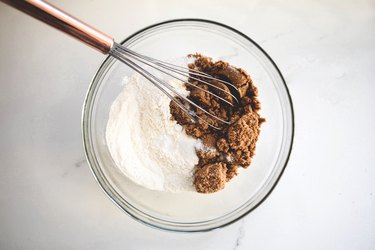Whisking together the dry ingredients.
