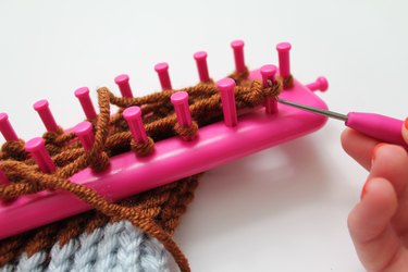 Binding off of the loom.