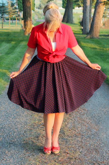 crinoline under a polka dot skirt
