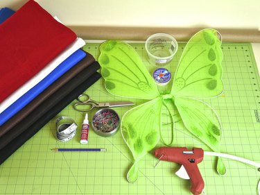 The supplies needed for a flying monkey costume.