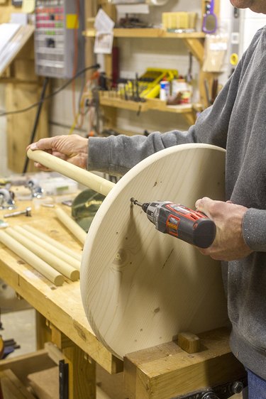 Set the cut dowels in place and screw them in tightly.