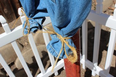 Overalls closed off with twine
