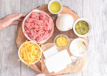 Ingredients needed for a Cheeseburger Dip Recipe