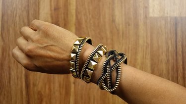 DIY bracelets made out of zippers.
