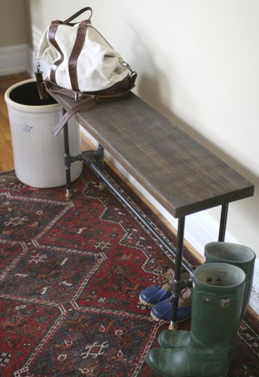 Finished industrial-style bench