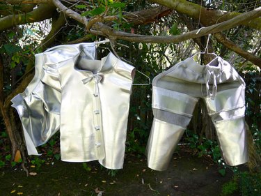vinyl costume pieces spray painted silver