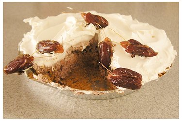 Chocolate cream pie with pitted date roaches