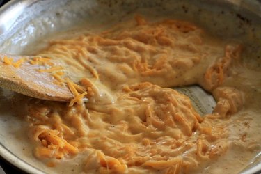 Cheddar cheese melting.
