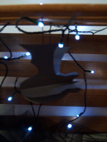 Added embroidery thread to the back wings for hanging.