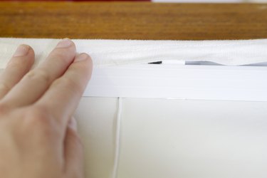 fold fabric over top bar