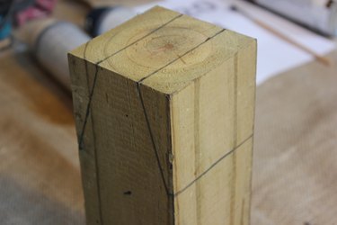 Draw two wedge shapes to be cut out