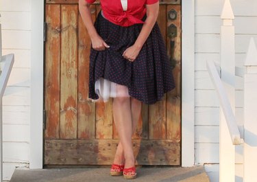crinoline under a polka dot skirt