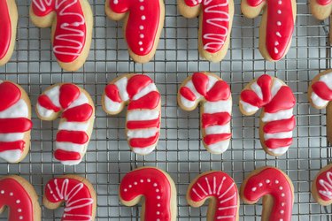 Decorate the cookies then let the icing set until firm.