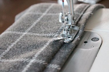 Topstitch the accordion fold hem.