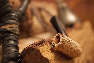 corn cob pipe with tobacco