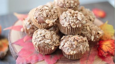 Close up view of baked muffins.
