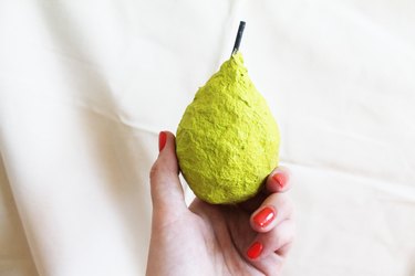 Finished papier-mache pear