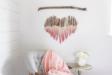 Hanging heart branch art