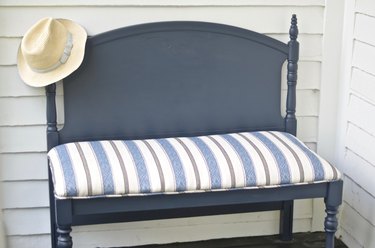 headboard transformed into upholstered bench