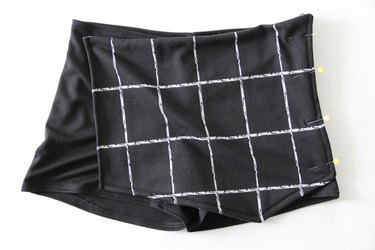 Match up skirt side seam with shorts side seam