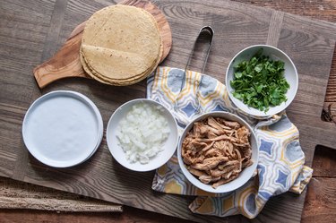 Ingredients for making chicken tacos