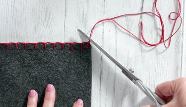 at the end, tie a knot and trim