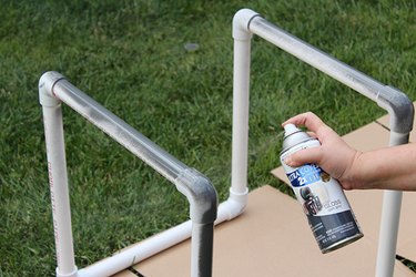 spray painting the table base