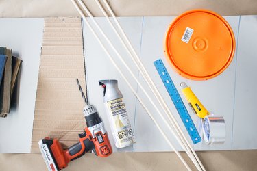 Materials needed for DIY windmill wall hanging