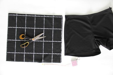 Use your shorts to help cut out the asymmetrical wrap skirt