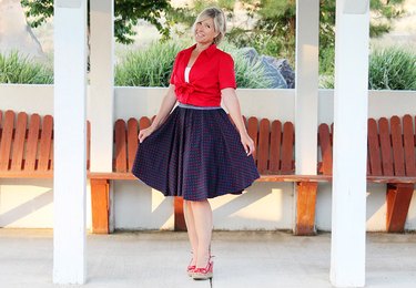 crinoline under a polka dot skirt