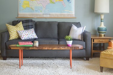 Live edge coffee table in living room