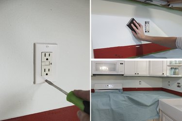 Prepping a kitchen for tile backsplash