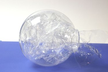 clear cellophane stuffed in globe