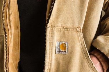 Light brown Carhartt jacket close up