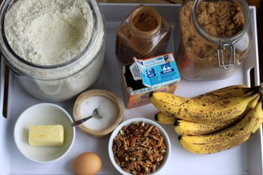 ingredients for banana nut muffins