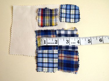 Different sized patched made from fabric pieces.
