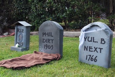 Tombstones for front yard Halloween decoration.